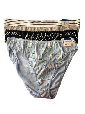 Jenni Charter Club Bikini Brief Panties 3 Pair Gray Black Blue XL